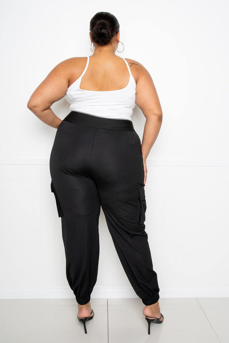 Plus Size Utility Jogger Pants With Elastic Band - AM APPAREL