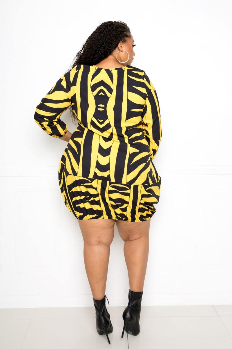 Plus Size Zebra Bubbled Dress - AM APPAREL