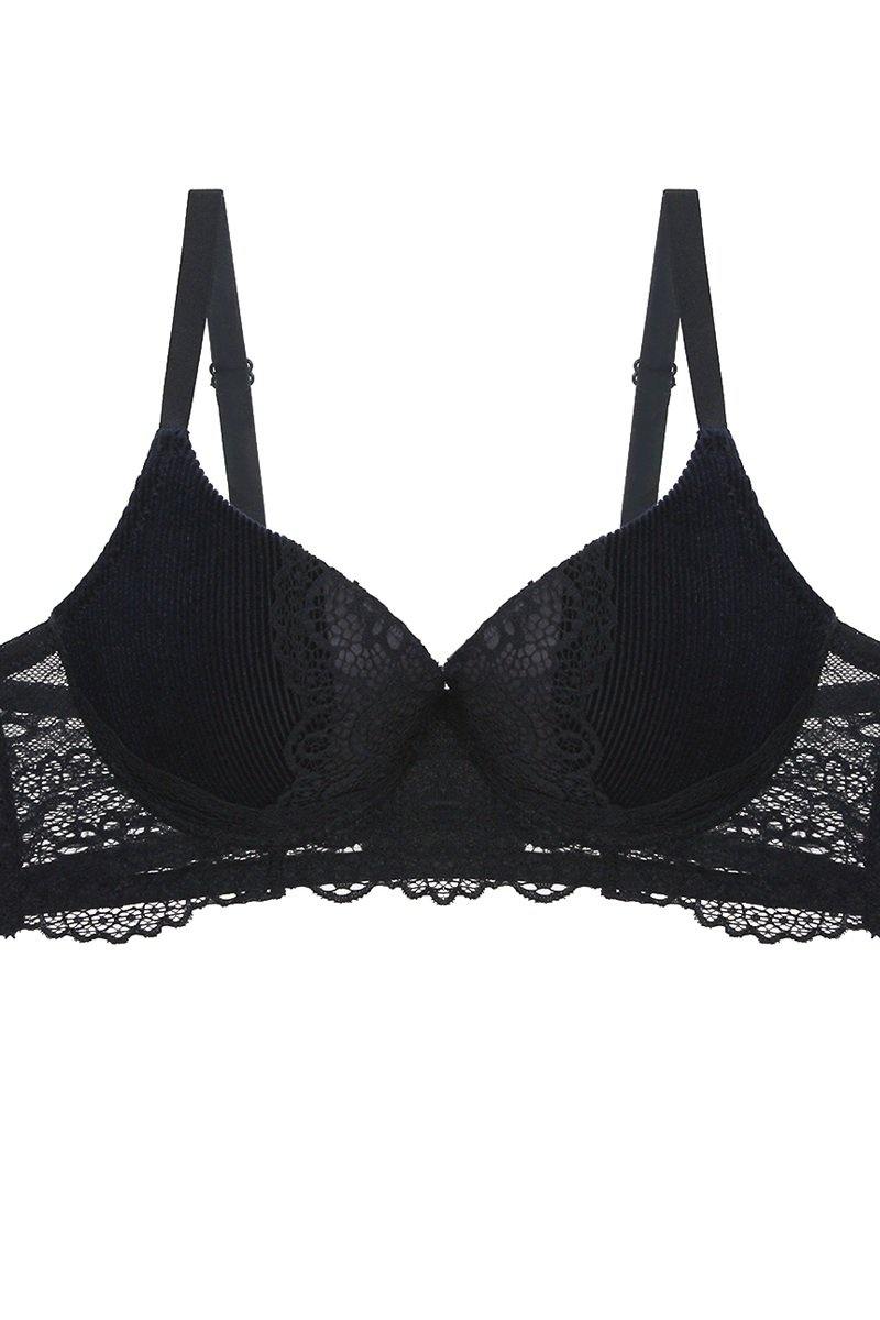 Push Up Velvet And Lace Bra - AM APPAREL