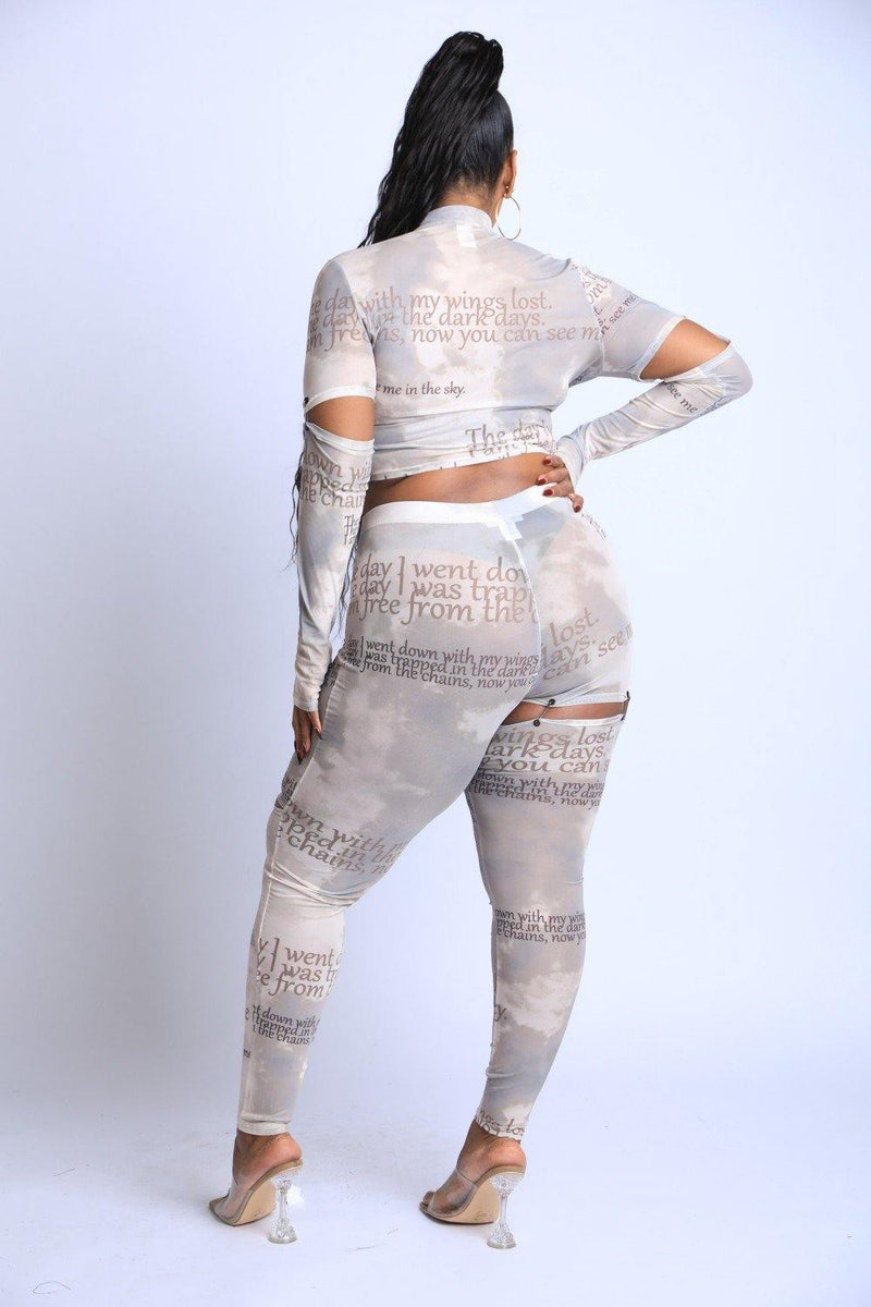 Safety Pin Detailed Cut Out Mesh Set - AM APPAREL