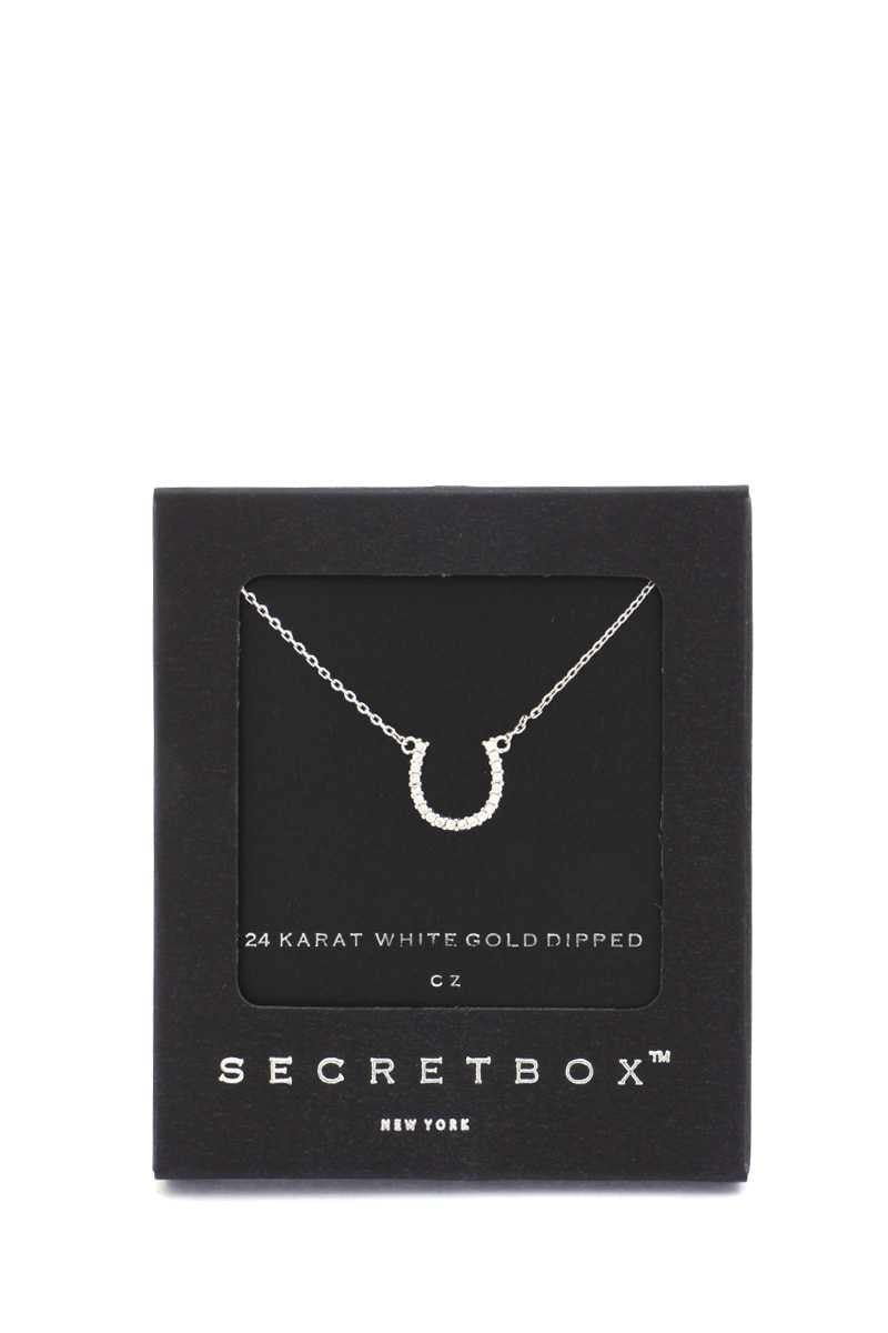 Secret Box Horse Shoe Charm Necklace - AM APPAREL