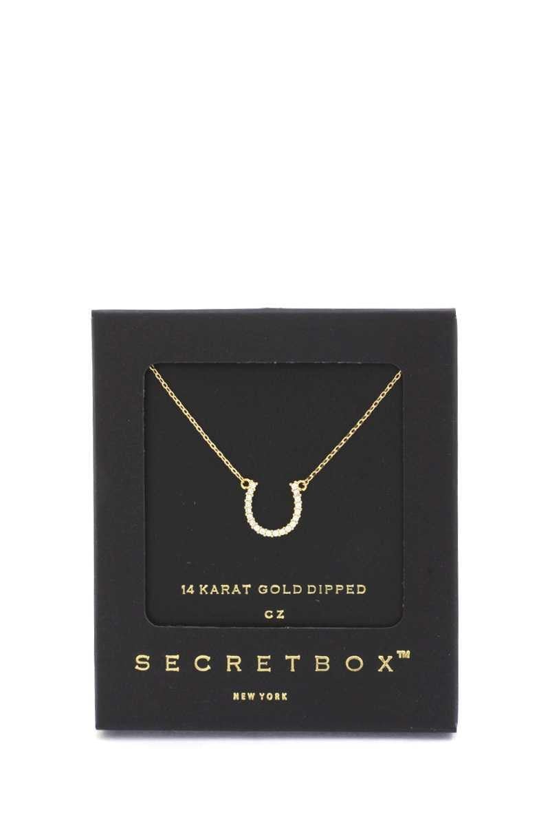 Secret Box Horse Shoe Charm Necklace - AM APPAREL