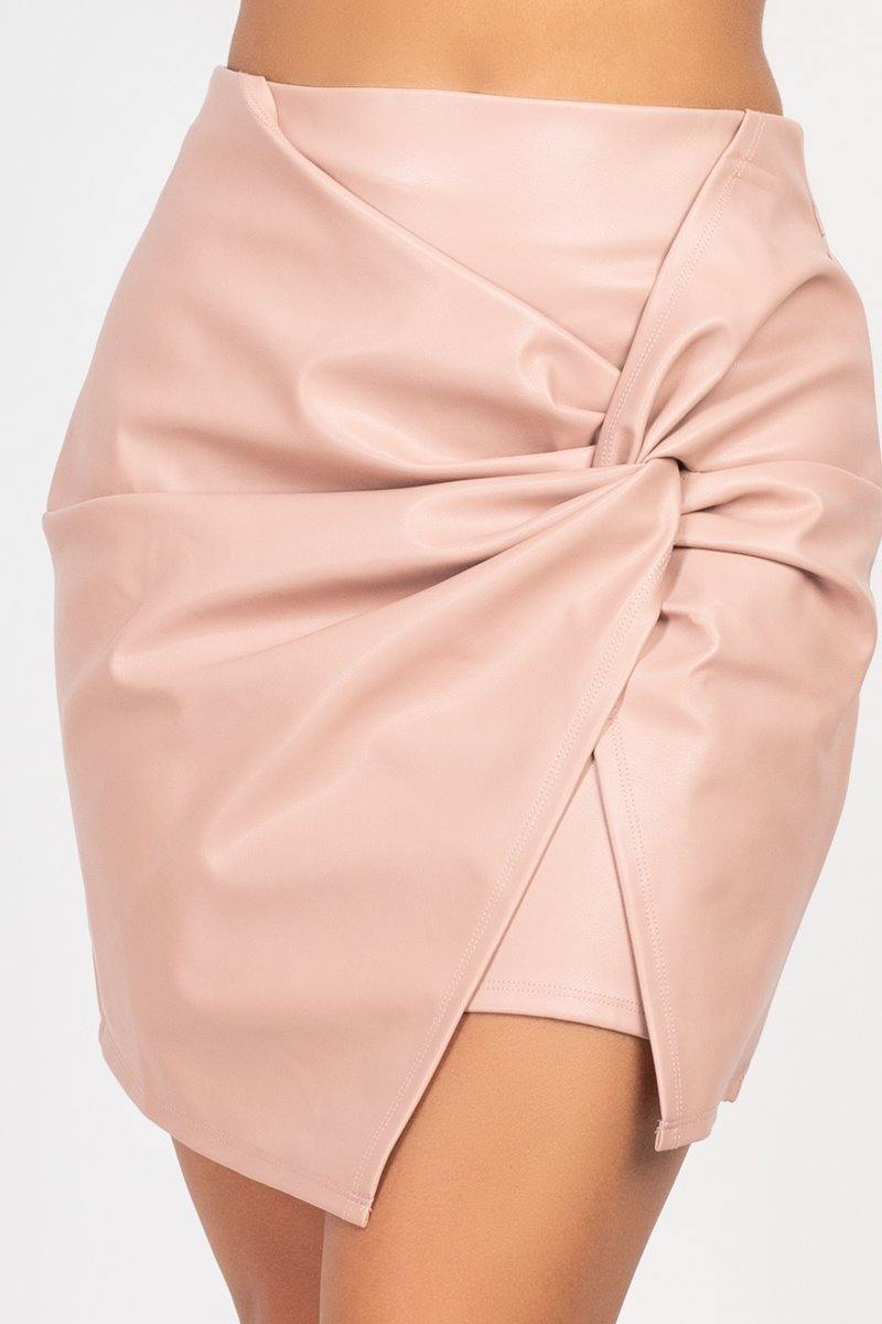 Side Knotted Mini Skirt - AM APPAREL