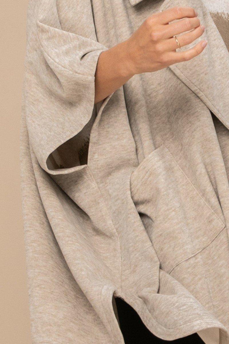 Solid Knit Oversized Trench Jacket - AM APPAREL