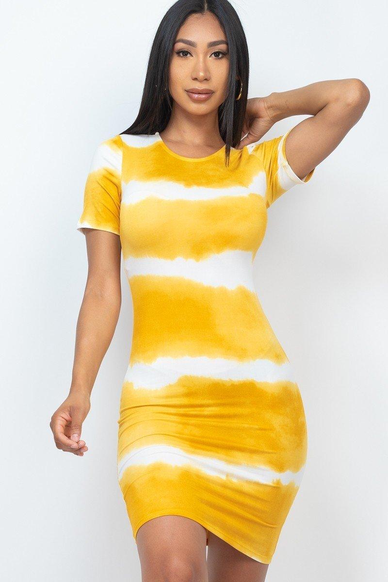 Stripe Tie-dye Printed Midi Dress - AM APPAREL
