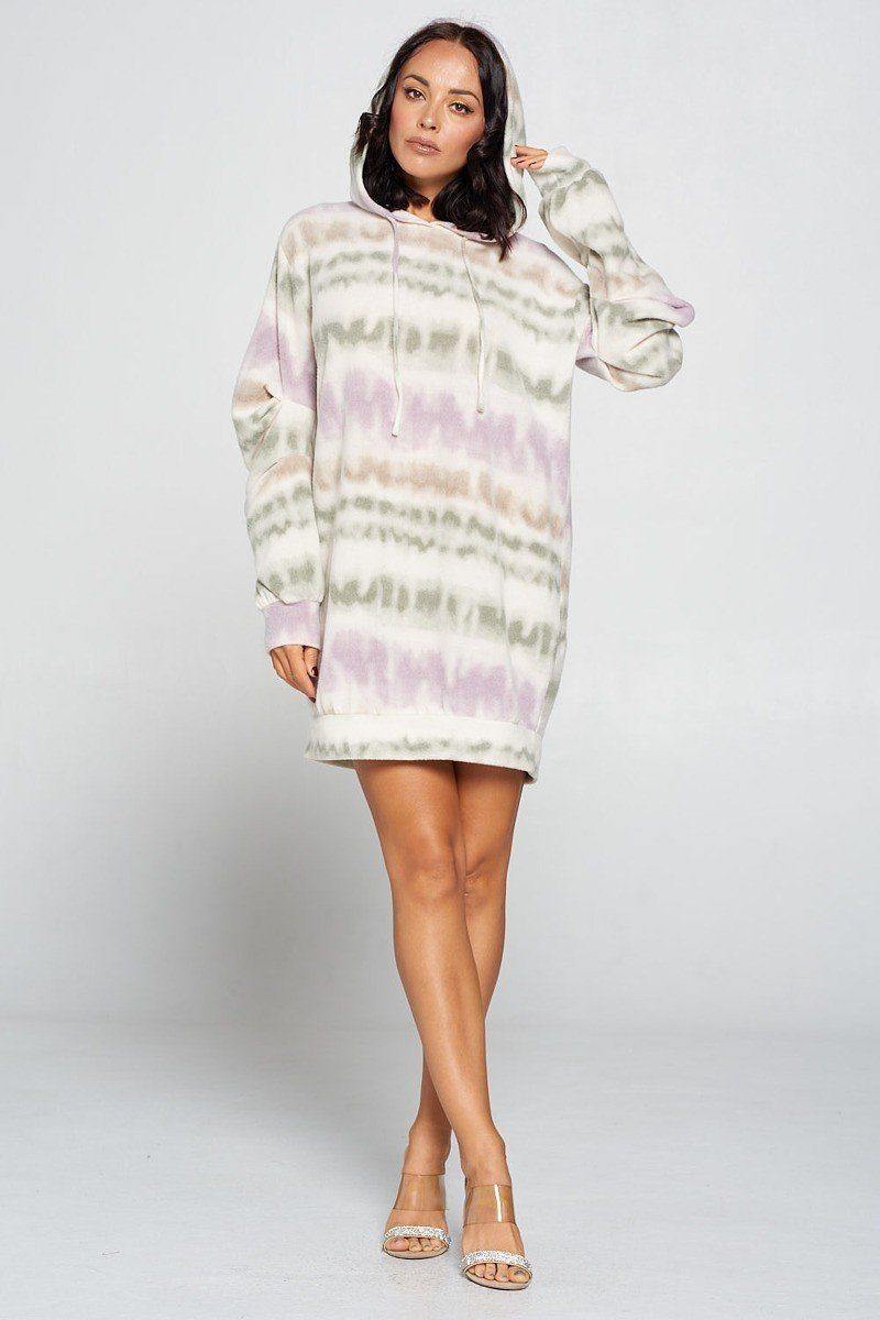 Terry Brushed Print Sweater Dress - AM APPAREL