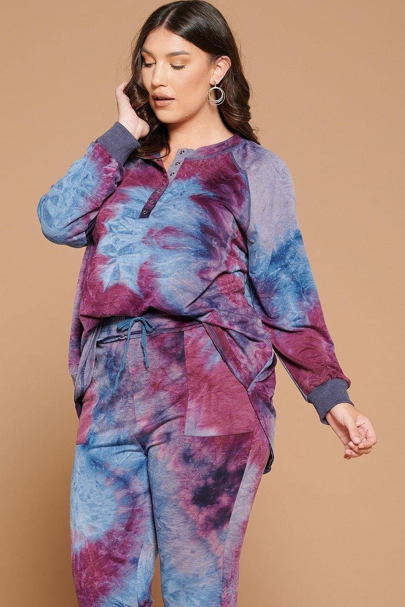 Tie-dye Printed French Terry Knit Loungewear Sets - AM APPAREL