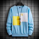 "TRAVEL" Men's Harajuku Letter Color Block Sweatshirt - AM APPAREL