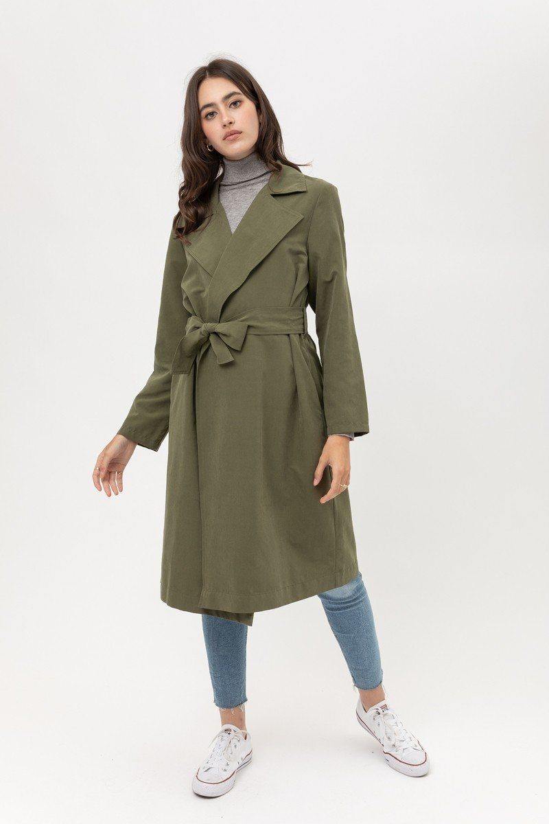Trench Coat With Waist String Detail - AM APPAREL
