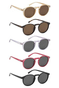 Trendy Rounded Plain Frame Sunglasses - AM APPAREL