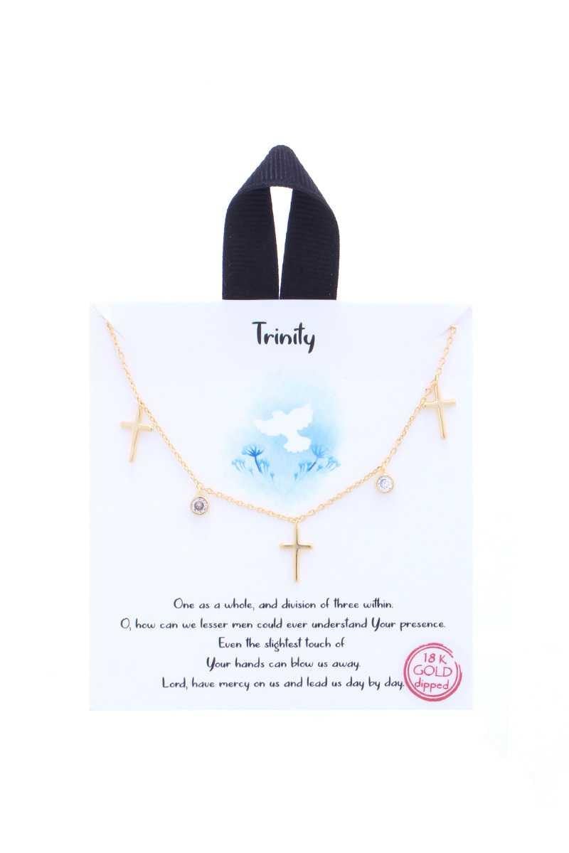 Trinity Cross Charm Message Necklace - AM APPAREL