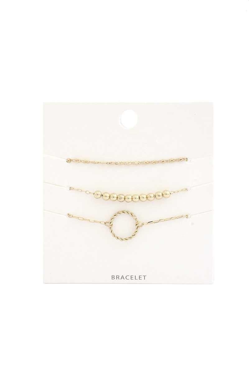 Twisted Circle Metal Bead Bracelet Set - AM APPAREL