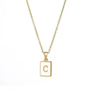 Unisex Square Letter Engraved Pendant Necklace - AM APPAREL
