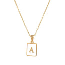 Unisex Square Letter Engraved Pendant Necklace - AM APPAREL