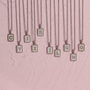 Unisex Square Letter Engraved Pendant Necklace - AM APPAREL