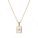Unisex Square Letter Engraved Pendant Necklace - AM APPAREL