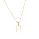 Unisex Square Letter Engraved Pendant Necklace - AM APPAREL