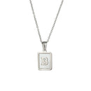 Unisex Square Letter Engraved Pendant Necklace - AM APPAREL