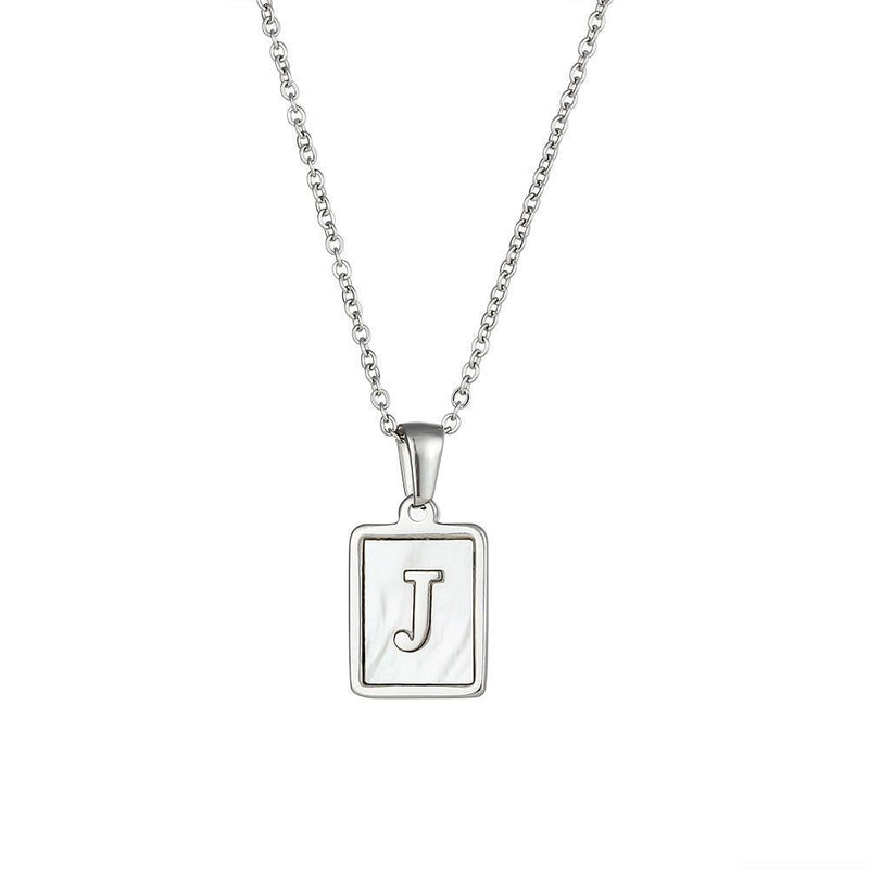 Unisex Square Letter Engraved Pendant Necklace - AM APPAREL