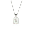 Unisex Square Letter Engraved Pendant Necklace - AM APPAREL