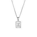 Unisex Square Letter Engraved Pendant Necklace - AM APPAREL