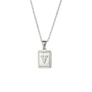 Unisex Square Letter Engraved Pendant Necklace - AM APPAREL