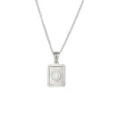 Unisex Square Letter Engraved Pendant Necklace - AM APPAREL