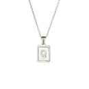 Unisex Square Letter Engraved Pendant Necklace - AM APPAREL