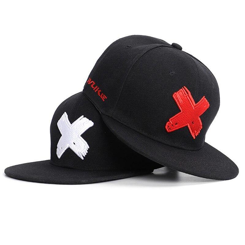 Unisex X Embroidery Flat Brim Hat - AM APPAREL