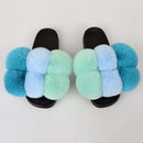 Women's Bubbly Faux Fur Slides - Mixed Colors - AM APPAREL