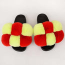 Women's Bubbly Faux Fur Slides - Mixed Colors - AM APPAREL