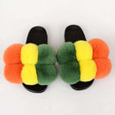 Women's Bubbly Faux Fur Slides - Mixed Colors - AM APPAREL