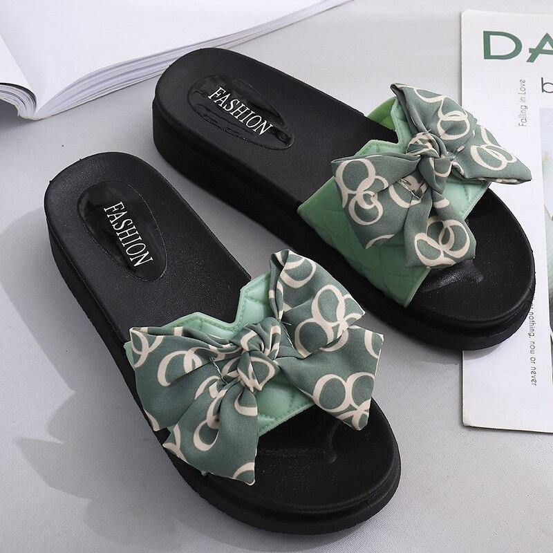 Women's Thick-Soled Bow Tie Slippers - AM APPAREL