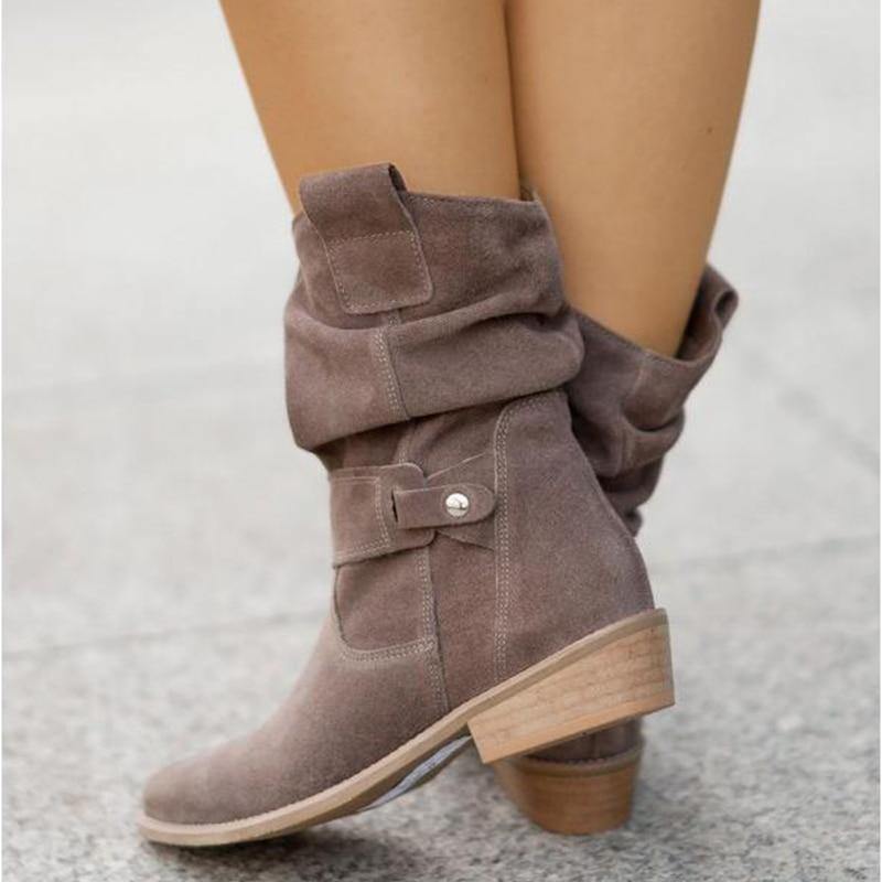 Women's Warm Zipper Winter Suede Boots - AM APPAREL