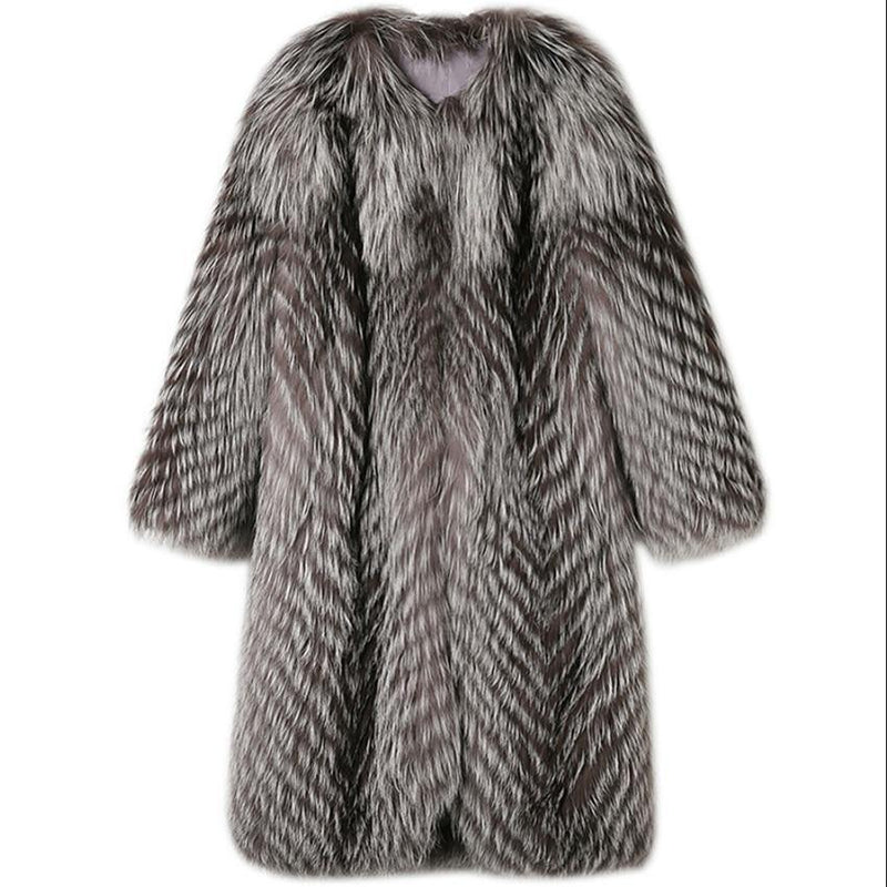 Women's Winter Long Fur Coat - AM APPAREL