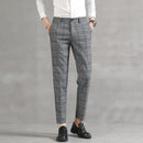 YASUG Men's Plaid Business Ankle Length Pants - AM APPAREL